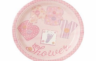 Uk Baby Shower Co Pink Stitch - Baby Shower 9`` Plates [8]
